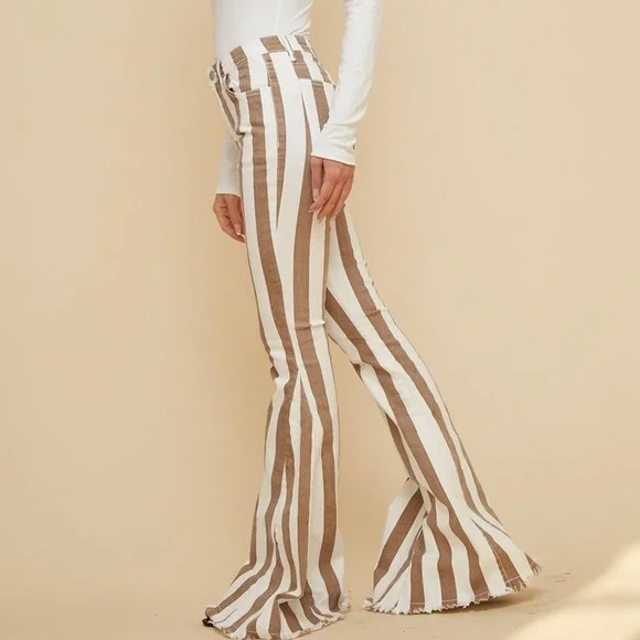 Boho Striped Denim Flares - Picture 6 of 8